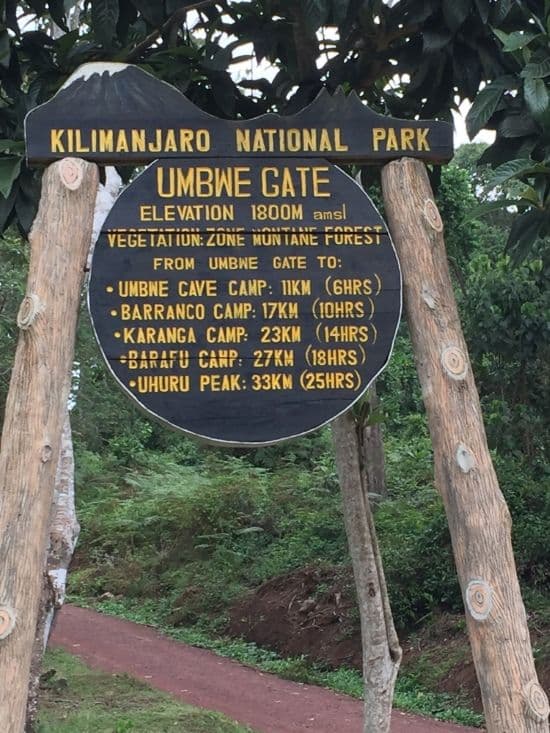 Umbwe Gate 路标